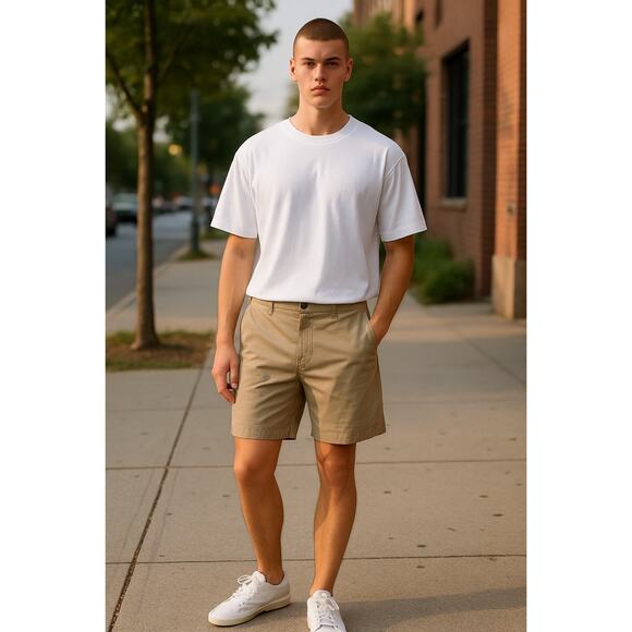Duck Head VTG Men's Chino Shorts 38 USA Tan Preppy College Sports Stretch Office - Picture 1 of 8